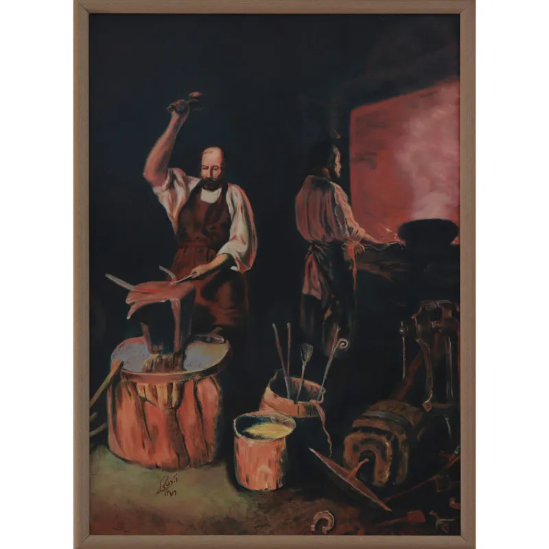 تابلو نقاشی رنگ روغن طرح آهنگر