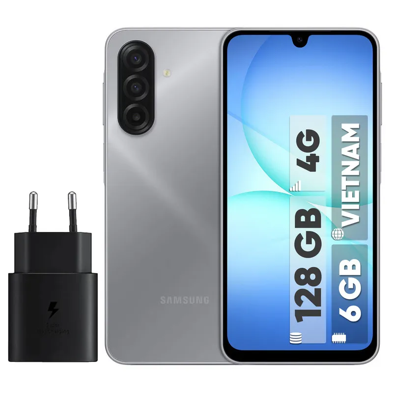 گوشی موبایل سامسونگ مدل Galaxy A17 4G دو سیم کارت ظرفیت 128 گیگابایت و رم 6 گیگابایت – ویتنام به همراه شارژر 25 وات سامسونگ
