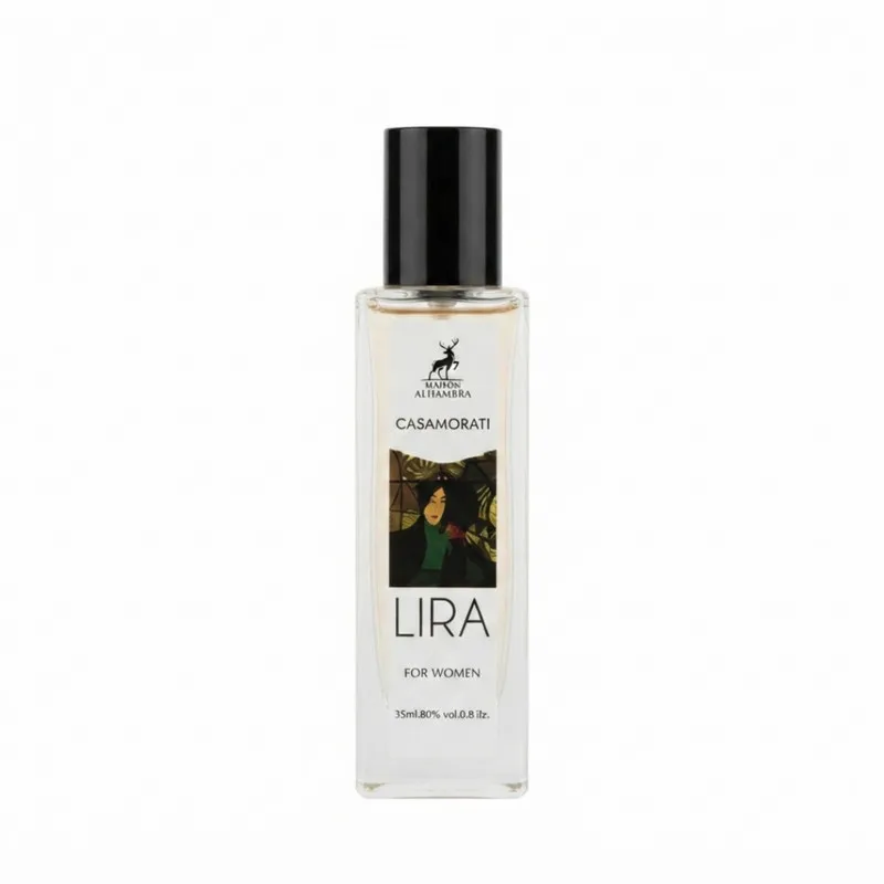 عطر جیبی زنانه لیرا مدل A03 با رایحه معتدل و حجم ۳۵ میلی لیتر با نت اولیه ترنج و نت پایانی وانیل و کارامل
