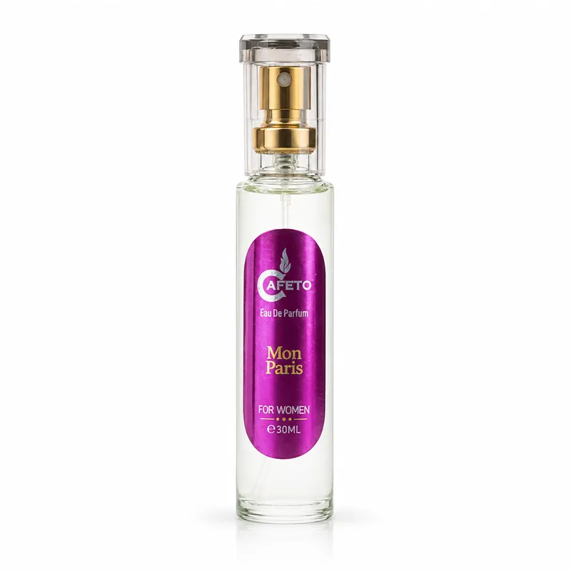عطر جیبی زنانه کافه تو مدل مون پاریس با رایحه گلی، شیرین و گرم حجم 30 میلی‌لیتر