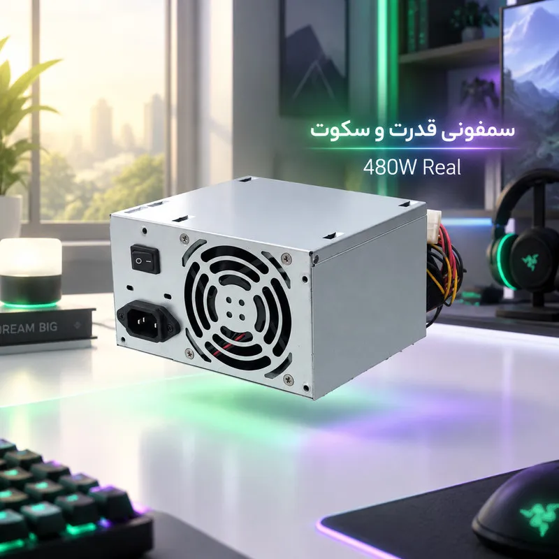 منبع تغذیه کامپیوتر 480 وات مدل Power-480W Real دارای 8 پین گرافیک - 2