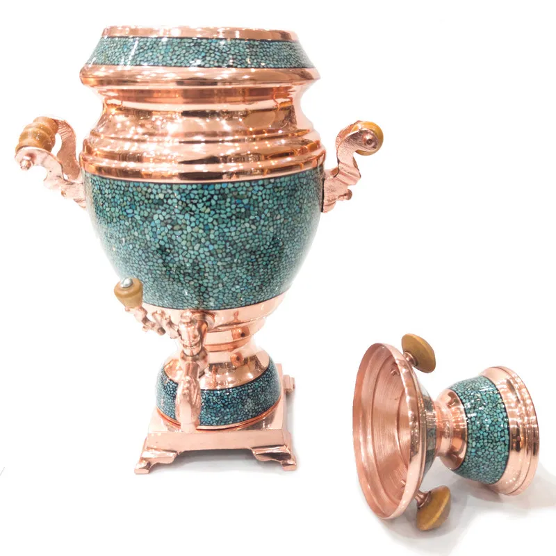 سرویس سماور 5 پارچه فیروزه کوبی کد 60 - 3