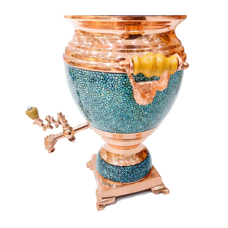 سرویس سماور 5 پارچه فیروزه کوبی کد 60 - 4