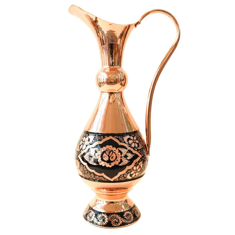 سرویس سماور 5 پارچه مسی مدل الماس تراش نیمه تراش طرح شاه عباسی کد 75 - 3